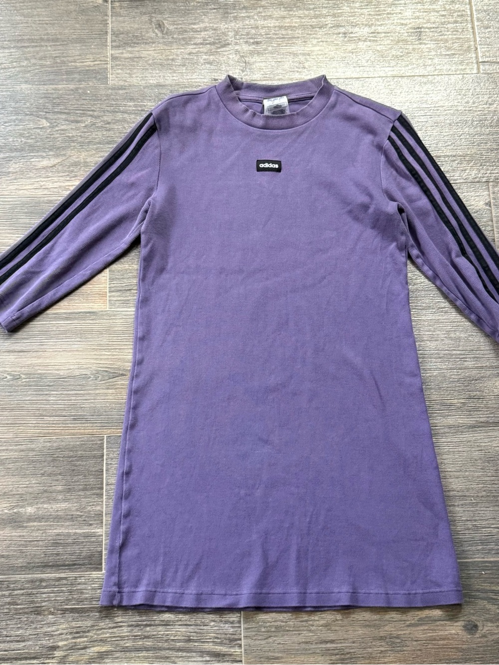 adidas Purple Long Sleeve Stripe-Detail Dress street wear pickle ball tennis gym